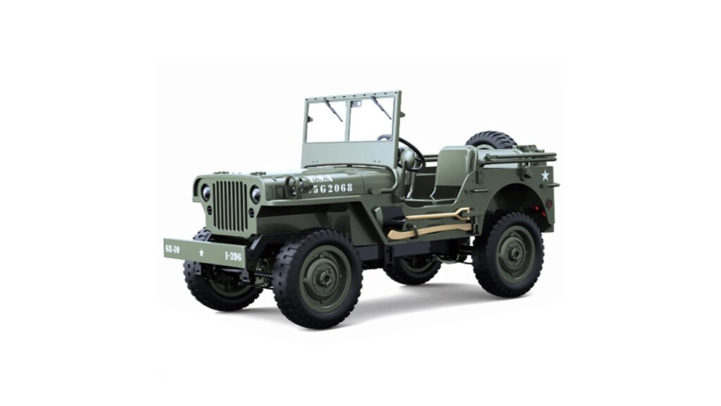 JJRC C8815 1/10 scale army green Willys military RC truck with LED lights and scale accessories
